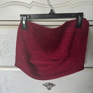 Silk tube top: Dark red color
